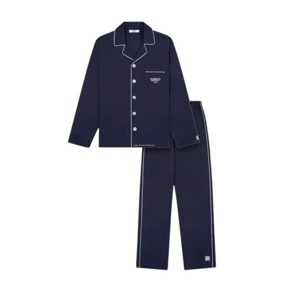 Le Bristol Society Bruce Signature Pajama Trousers in Navy Blue White - Picture 1 of 8